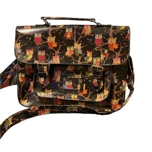 Oilcloth Owl Print Design Satchel New